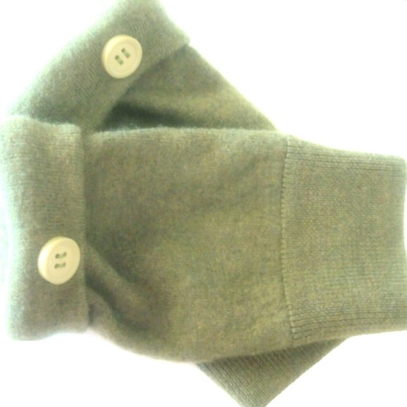 FINGERLESS GLOVES GREEN 100% MERINO WOOL S - M SMALL - MEDIUM MITTEN ARM WARMERS - Picture 1 of 2